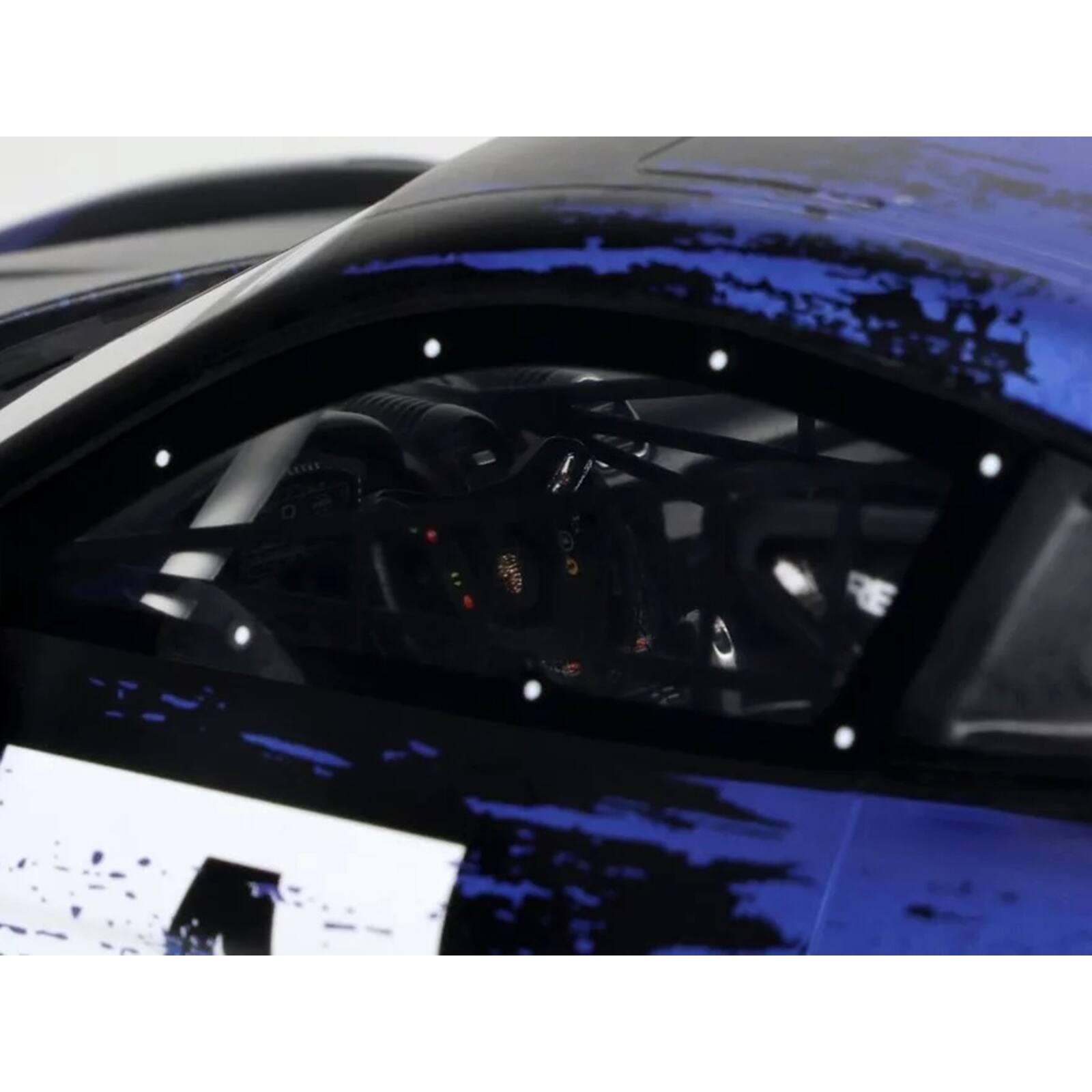 Alt View 1. Otto Mobile - 2021 Porsche Cayman 718 GT4 RS Clubsport #4 Black with Blue Graphics Limited Edition 1/18 Model Car by Otto Mobile.