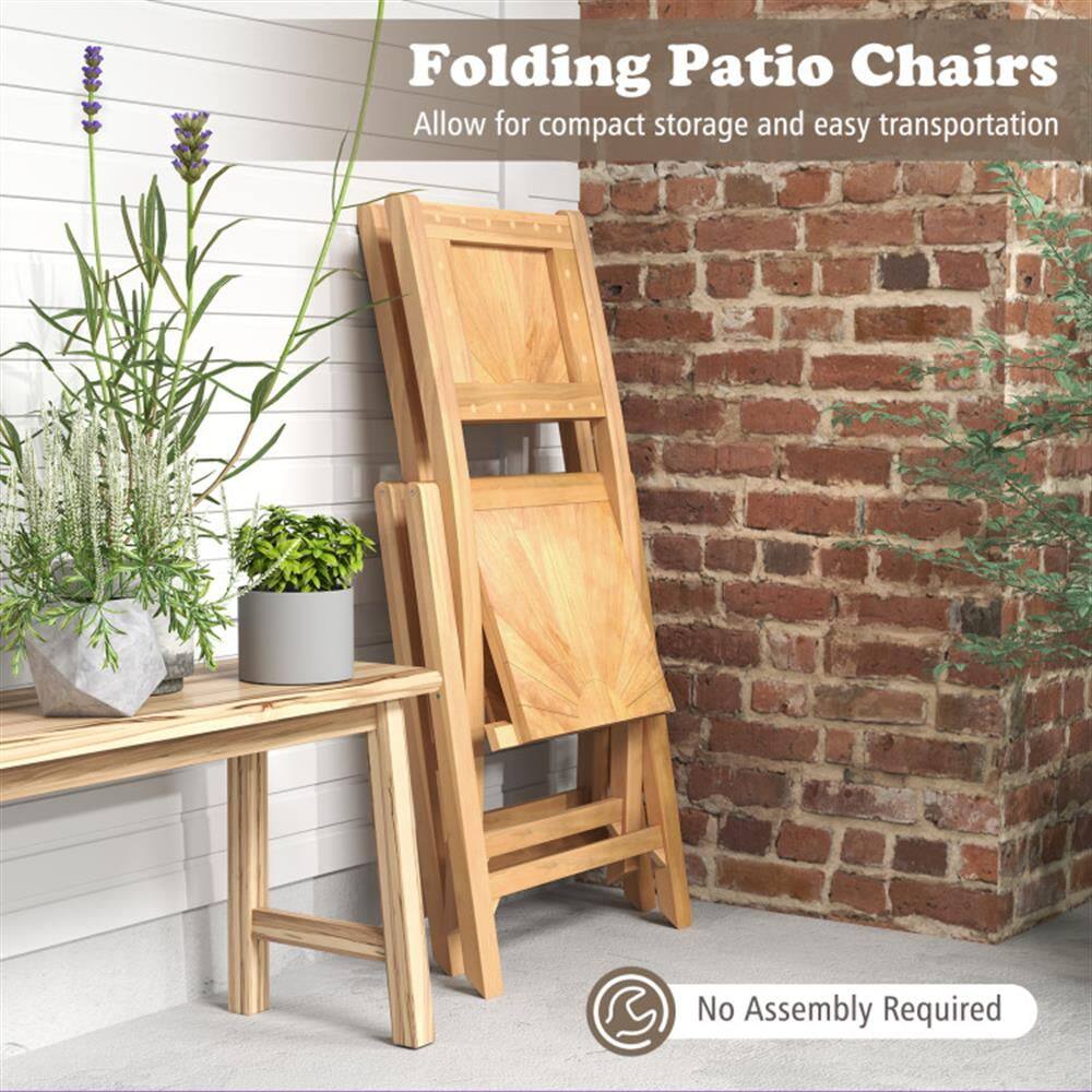 Folding Patio Chairs  
Allow for compact storage and easy transportation  
No Assembly Required