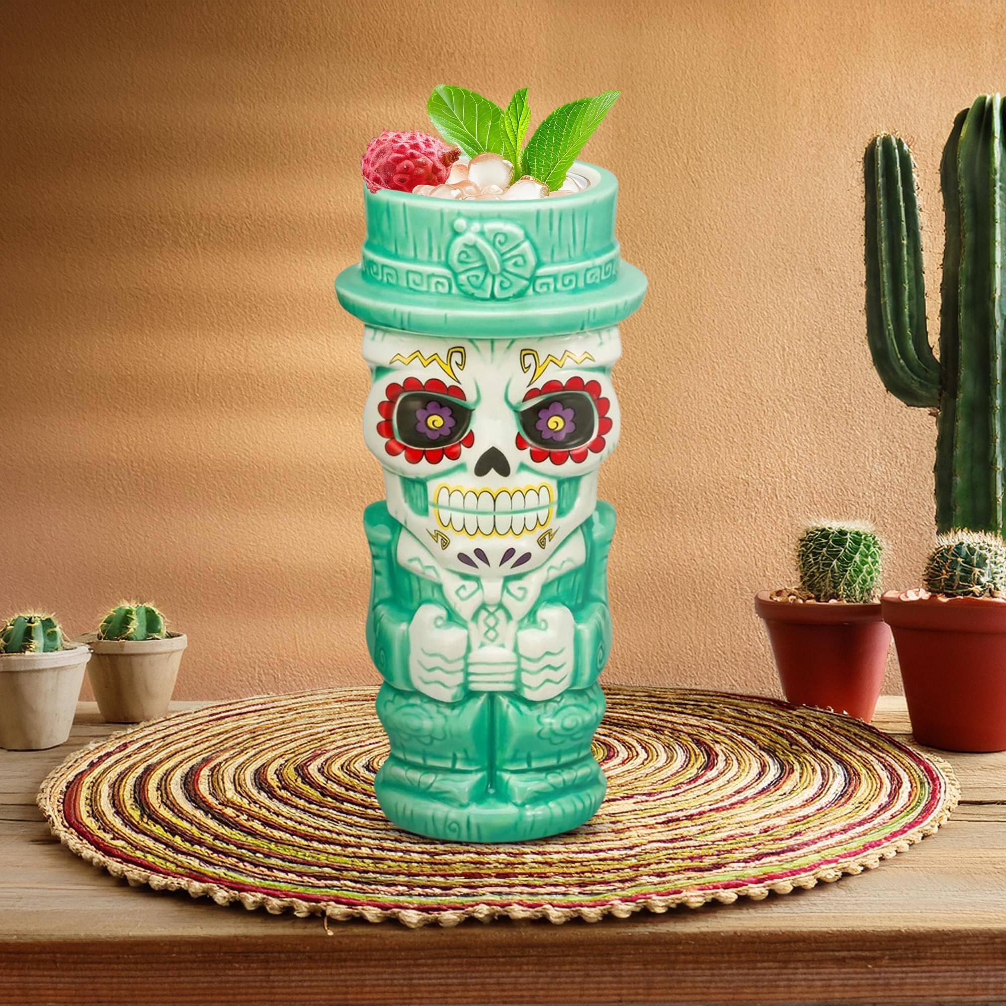 Alt View 10. Beeline Creative - Geeki Tiki Day Of The Dead Sugar Skull Man 18 Ounce Ceramic Mug - Blue.