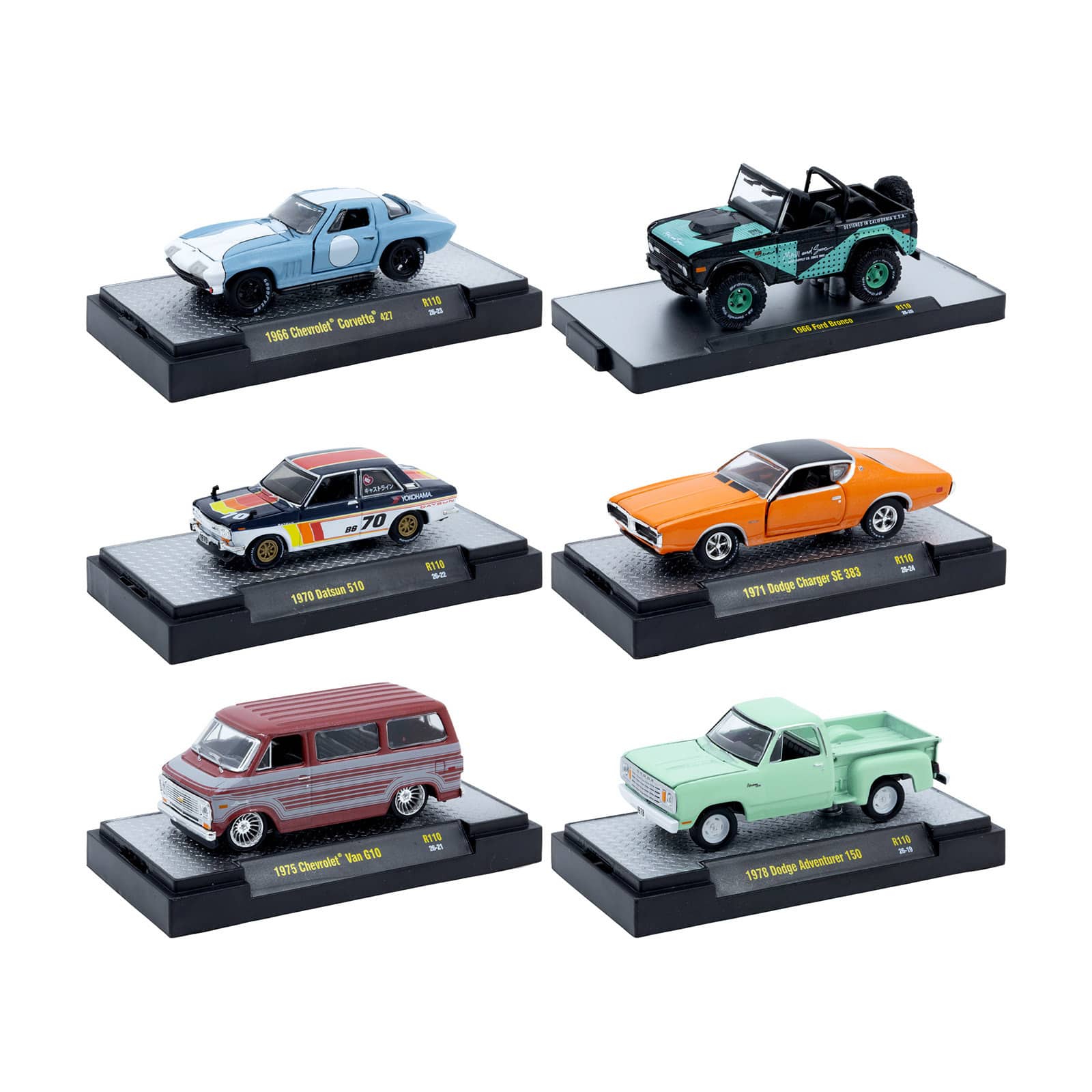 """Auto-Thentics"" 6 piece Set Release 110 IN DISPLAY CASES Limited Edition 1/64 Diecast Model Cars by M2 Machines" price history on PriceWatchPro