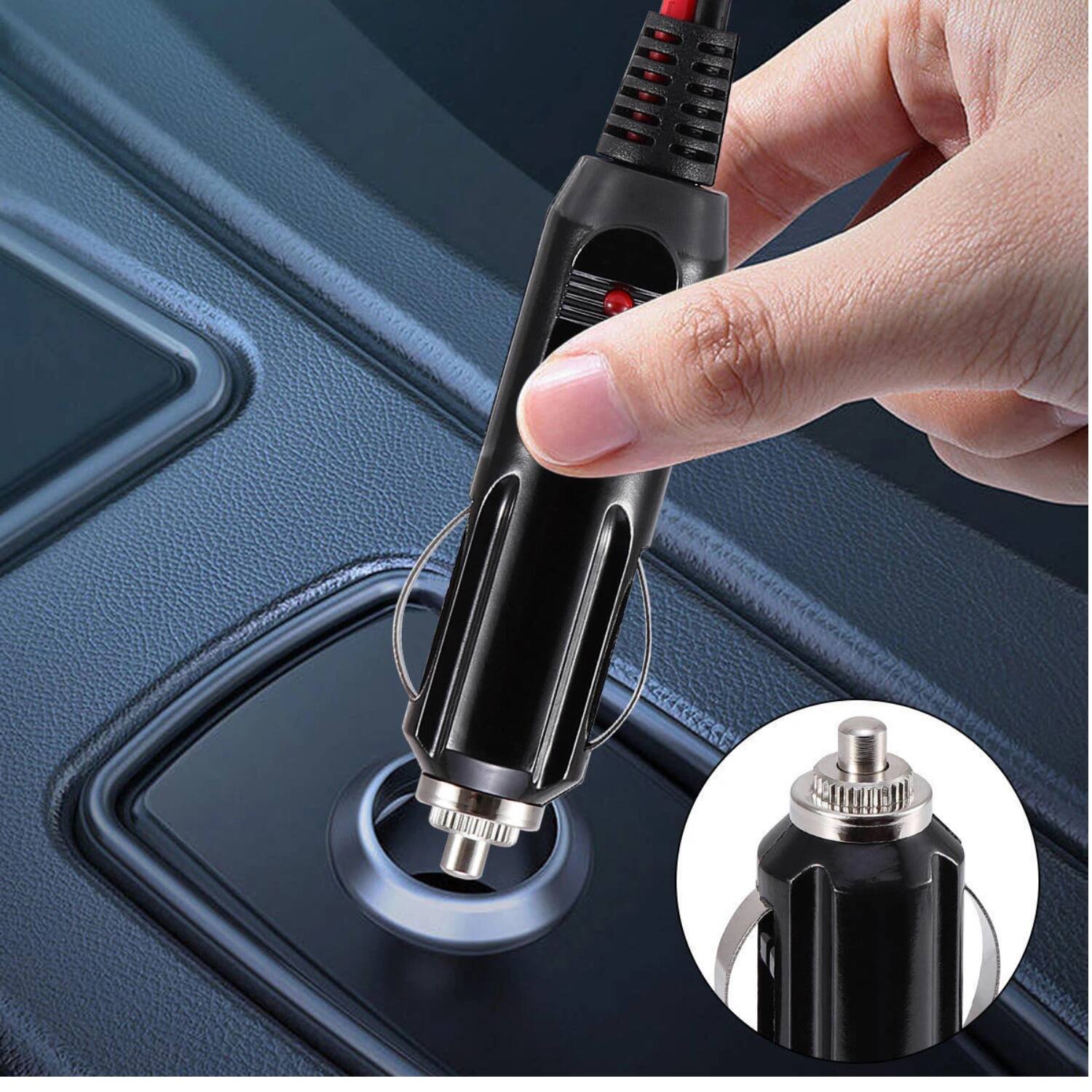 Back. Stock Preferred - 2-Pack 12V Car Fused Cigarette Lighter Male Power Plug Adapter - Black.