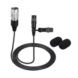 Unique Bargains - Lavalier Lapel Microphone Audio-Technical Type Plug Condenser Collar Mic 1m Wired Unidirectional for Presenters - Black
