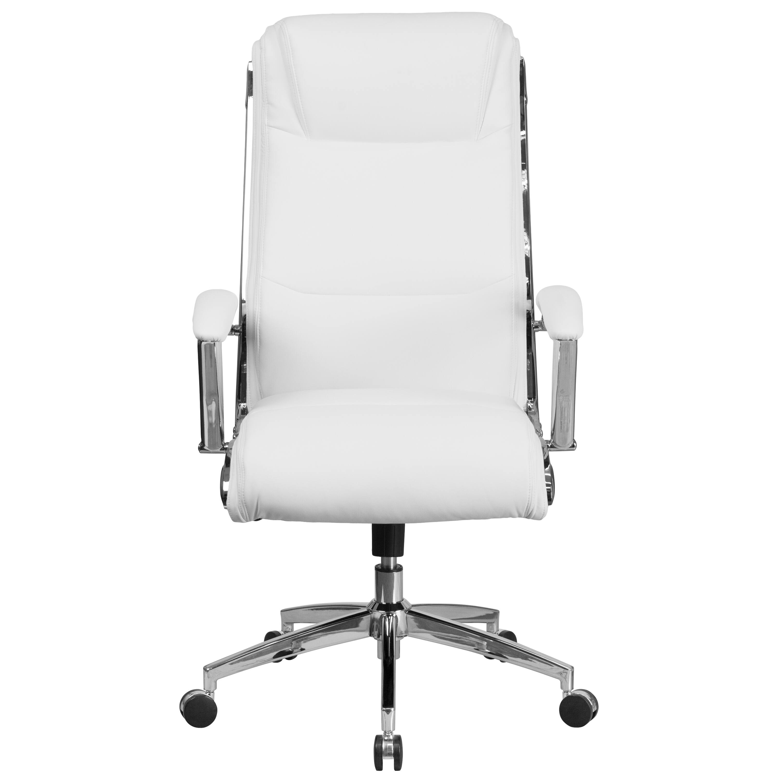 Alt View 7. Emma + Oliver - High Back Designer Smooth Executive Swivel Office Chair with Arms - White.