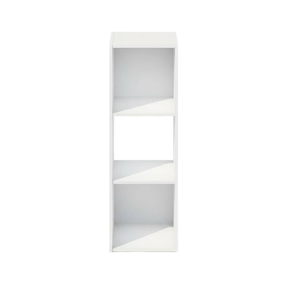 Back. FurniFact - White Wood Bookcase with Spacious Shelves and Sleek Design - White.