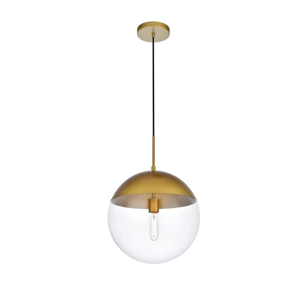 Alt View 2. Living District - Eclipse 1 Light Brass Pendant With Clear Glass - Brass And Clear.