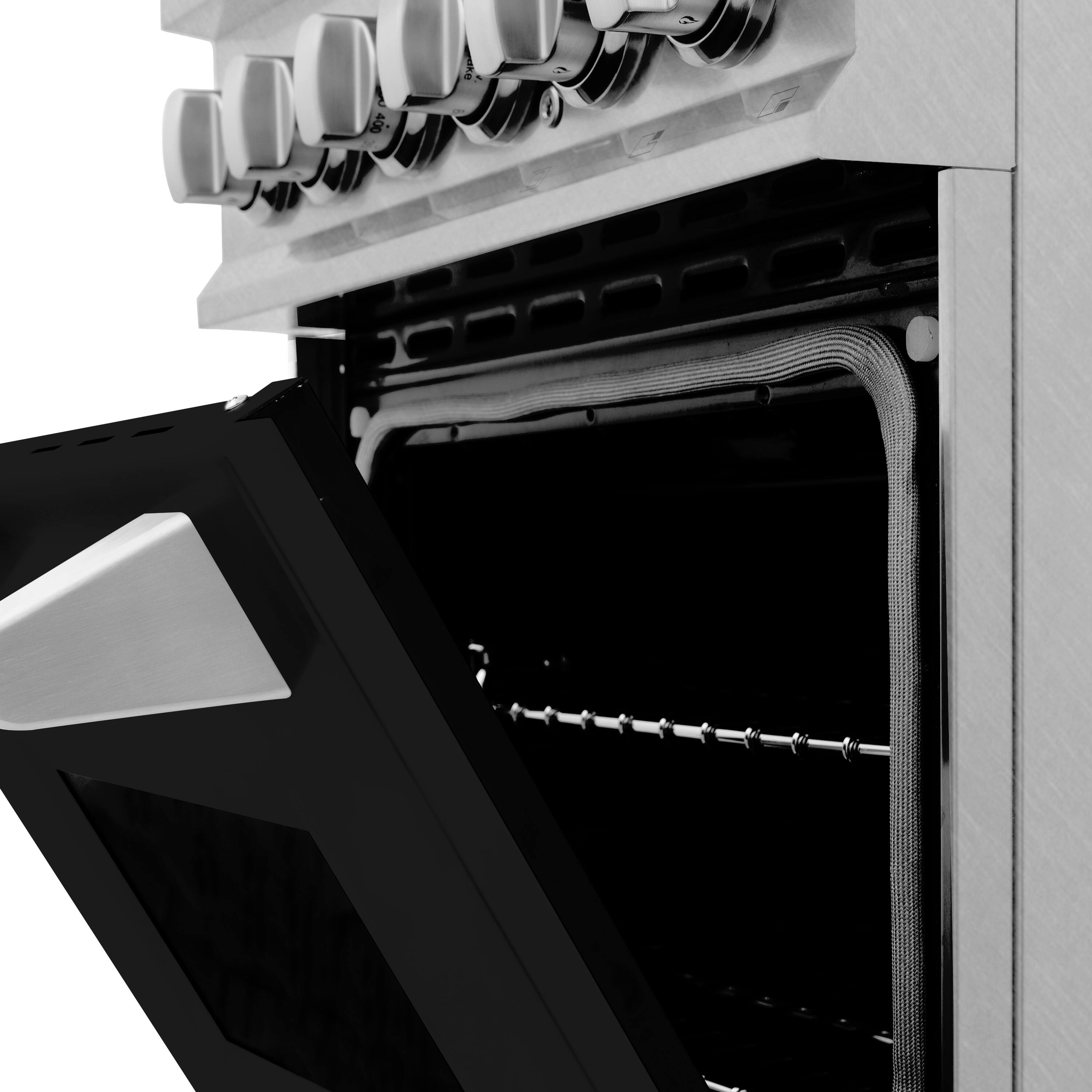 Alt View 5. ZLINE - ZLINE 24 in. Legacy Dual Fuel Range in Satin Stainless Steel w/ Black Matte Door (RAS-BLM-24) - Matte Black.