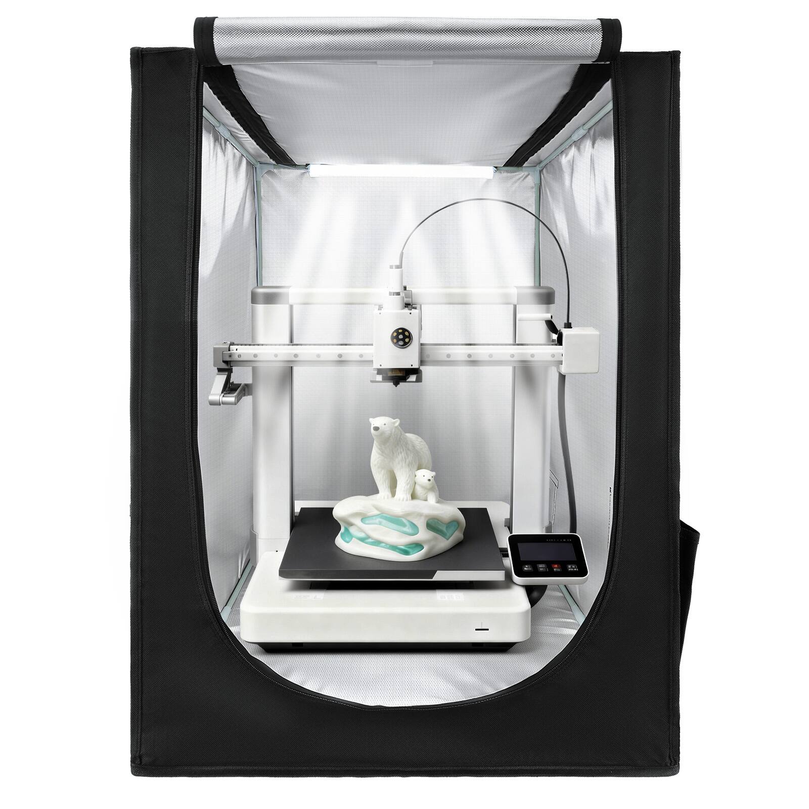 Front. VEVOR - 3D Printer Enclosure, Dustproof Waterproof Oxford Cloth 3D Printer Tent, Constant Temperature Protective Case - Black.