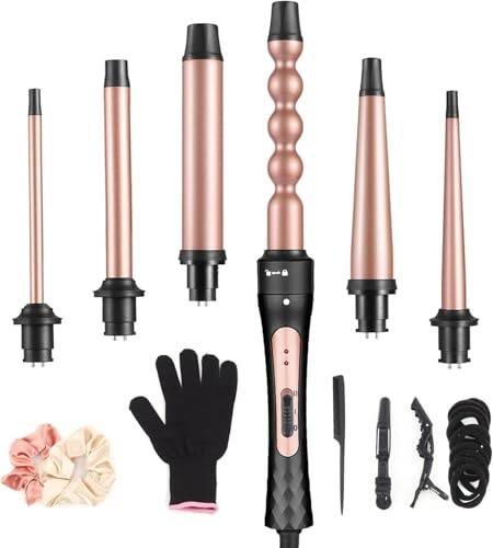 Front. Vulpecula Spade - 6 in 1 Curling Iron, Professional Curling Wand Set, Fast Heating Hair Curler with 6 Interchangeable Ceramic Barrels.