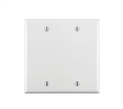 Front. Leviton - 001-88025-WHT Two-Gang Blank Box-Mounted Plastic Wallplate - White.