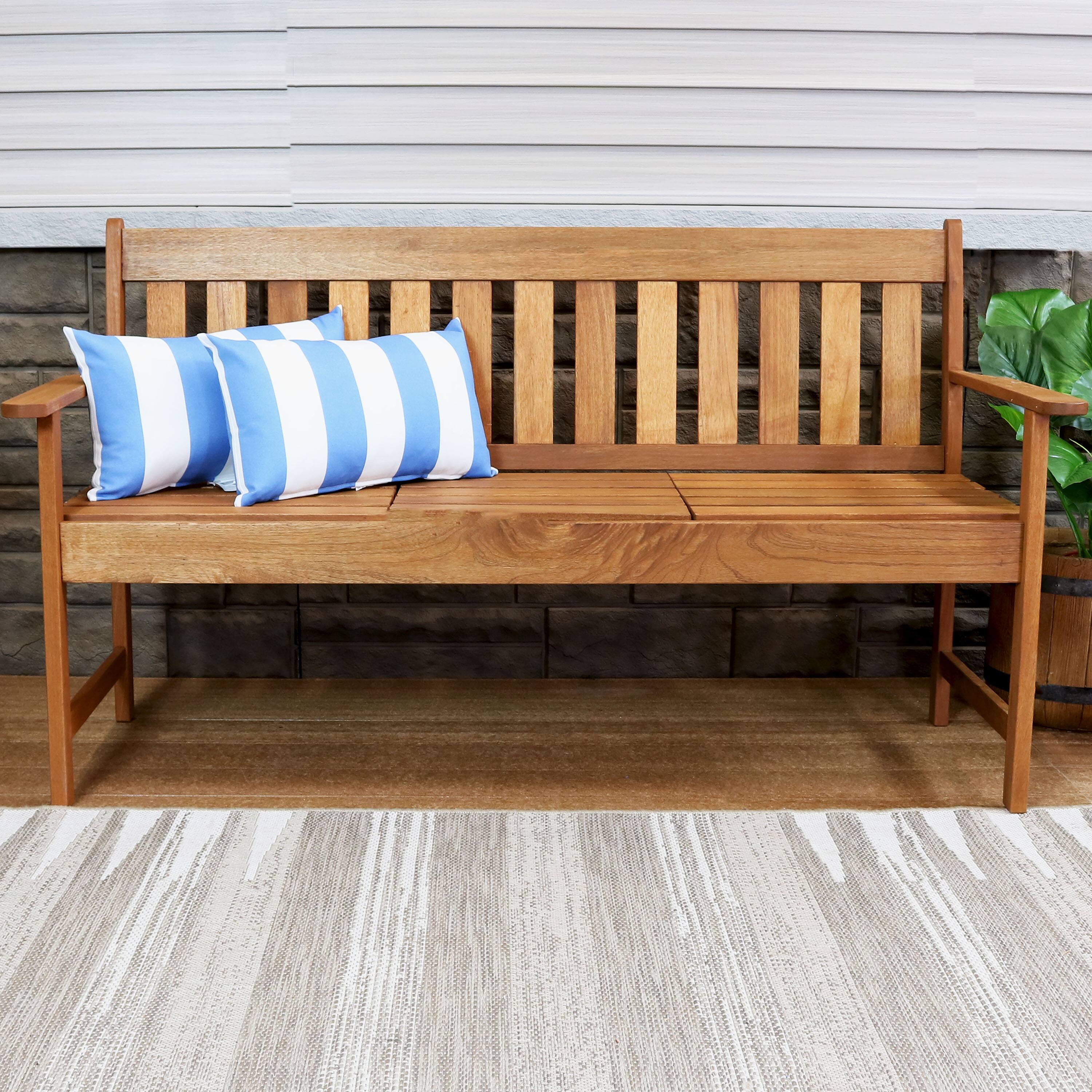 Alt View 4. Sunnydaze - Outdoor Lumbar Throw Pillow - Set of 2 - Beach-Bound Stripe.