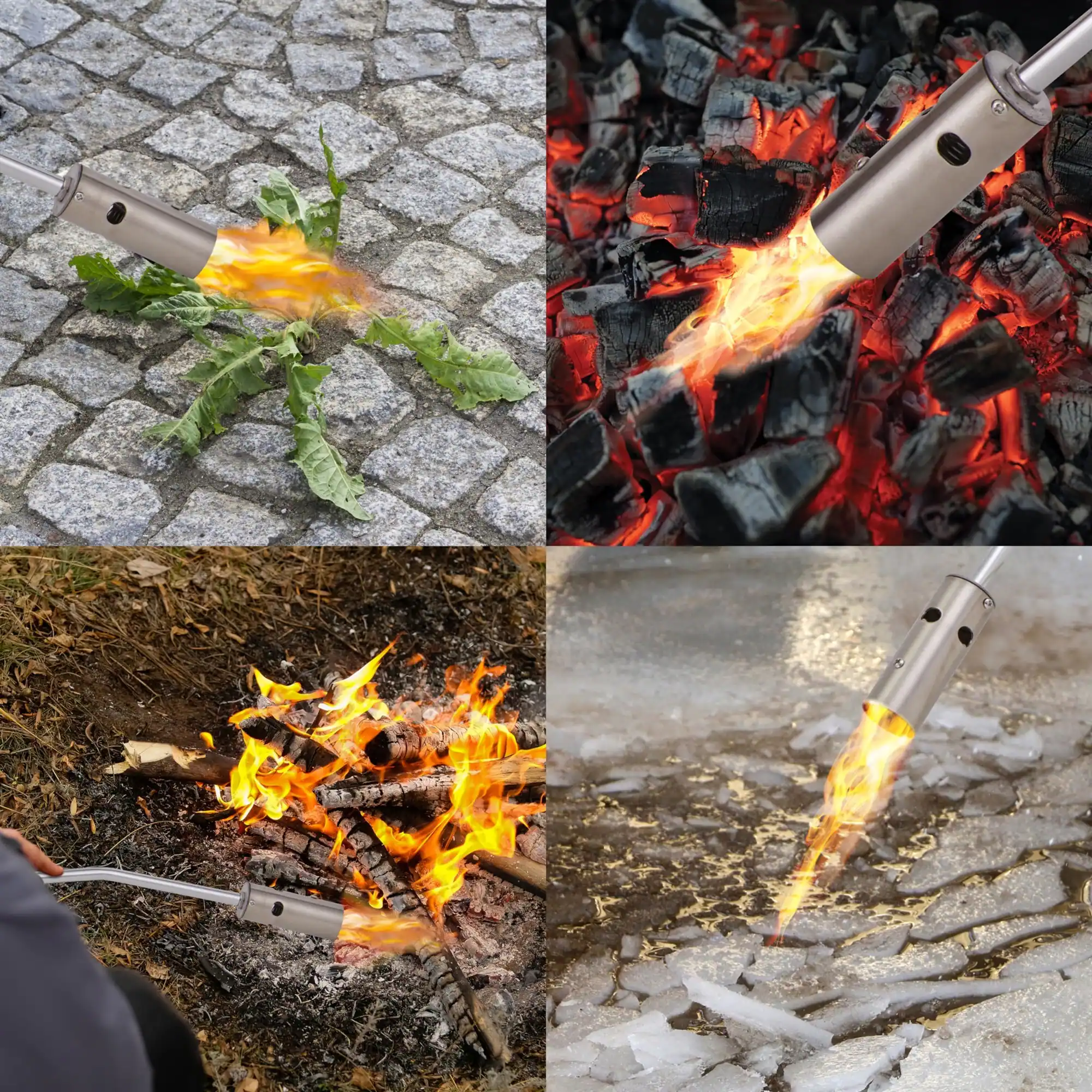 Alt View 4. Ivation - Mini Propane Torch with Self Igniter, 50,000 BTU Handheld Weed Burner Tool - Silver.