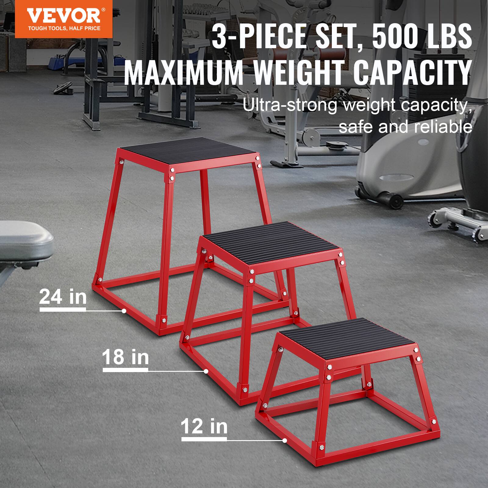 VEVOR TOUGH TOOLS, HALF PRICE 3-PIECE SET, 500 LBS MAXIMUM WEIGHT CAPACITY. Ultra-strong, ultra weight capacity, safe and reliable. 24 in, 18 in, 12 in.