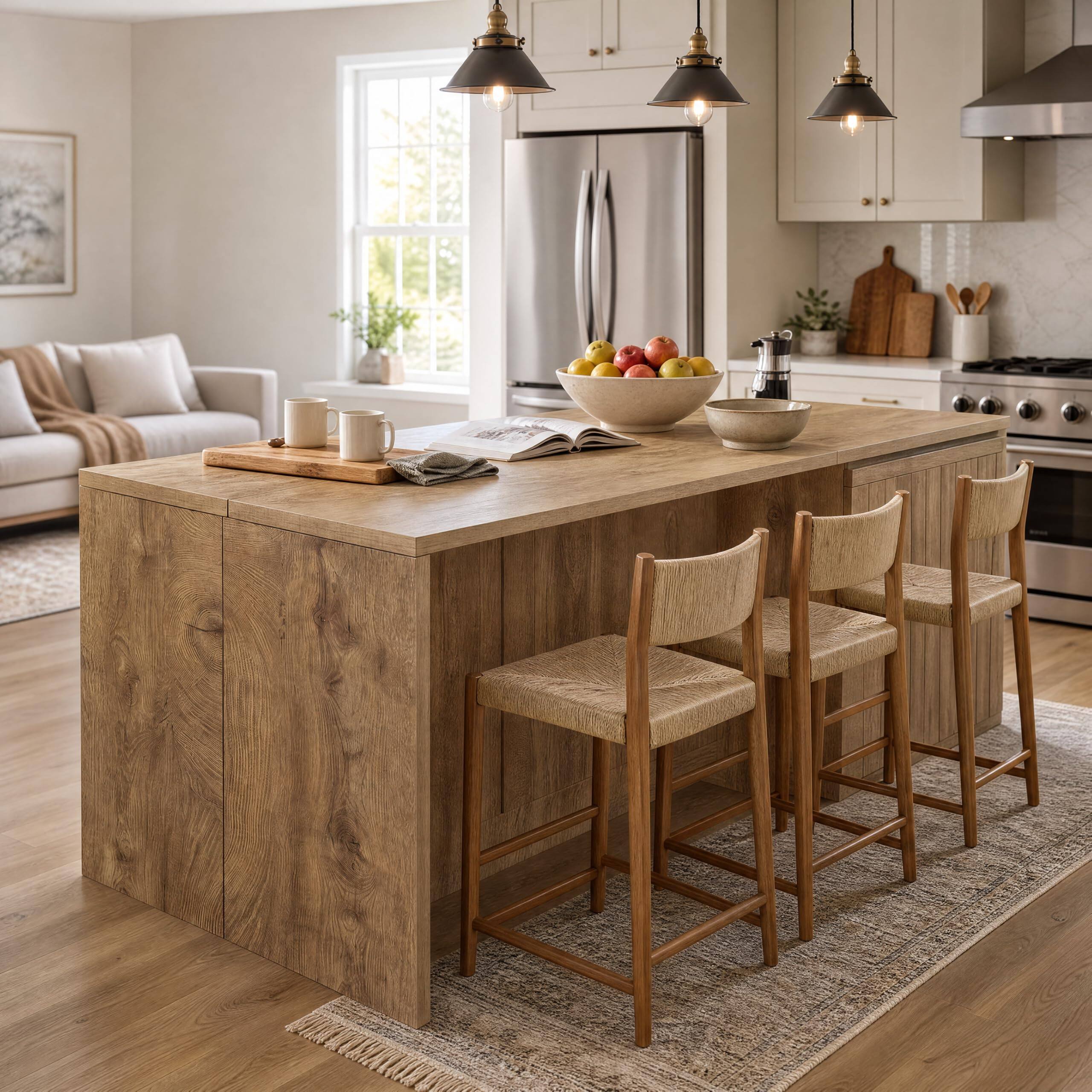 Alt View 4. Tribesigns - 70.9-Inch Kitchen Island with Storage Cabinet and Seating Space for Kitchen or Dining Room - Brown.