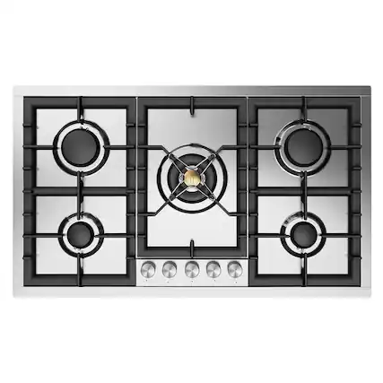Front. ILVE - ILVE Professional Plus II 36 inch Built-In Gas Cooktop with 5 Burners (Natural Gas, Stainless Steel) - Stainless Steel.