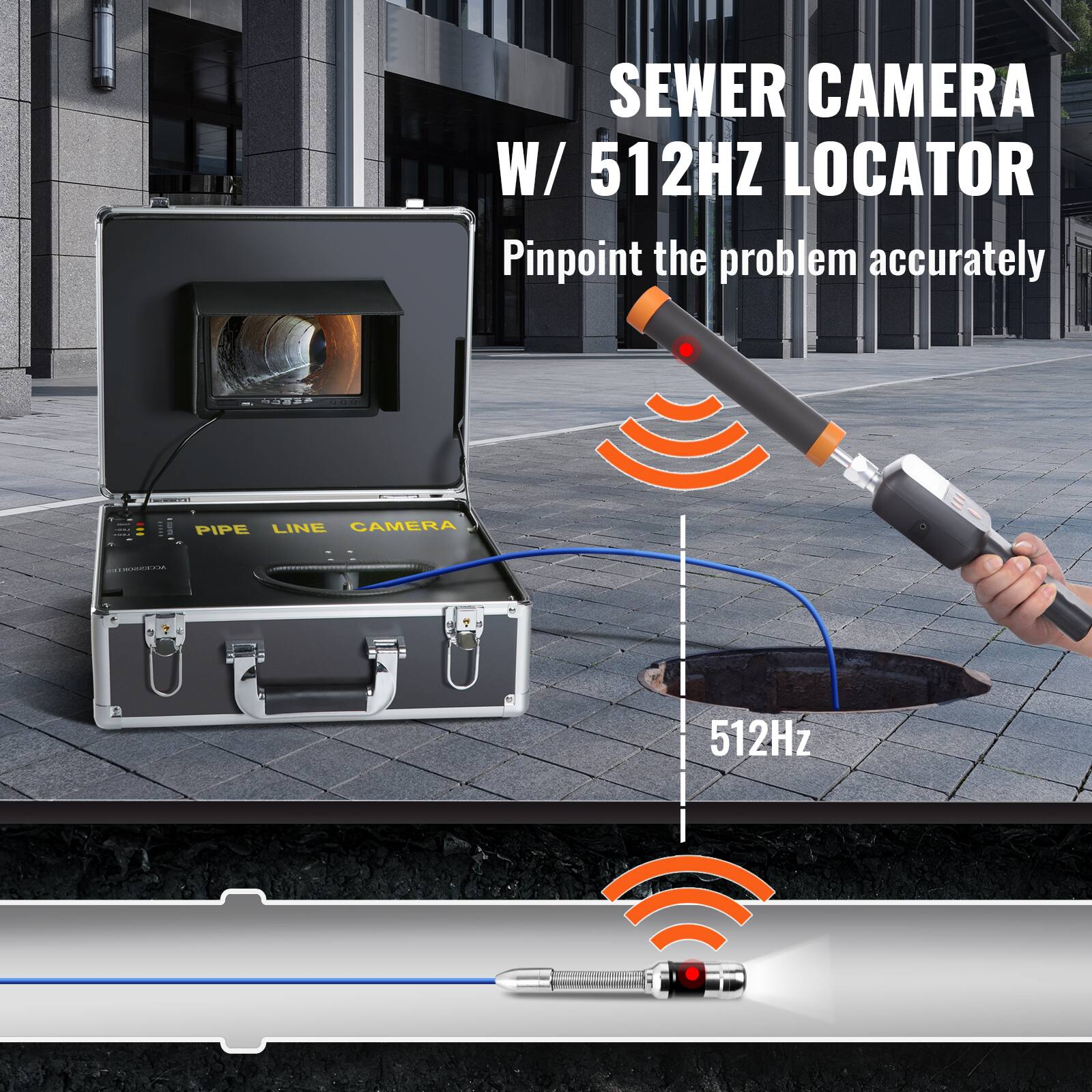 SEWER CAMERA W/ 512HZ LOCATOR  
Pinpoint the problem accurately  
PIPE LINE CAMERA WCN 512Hz