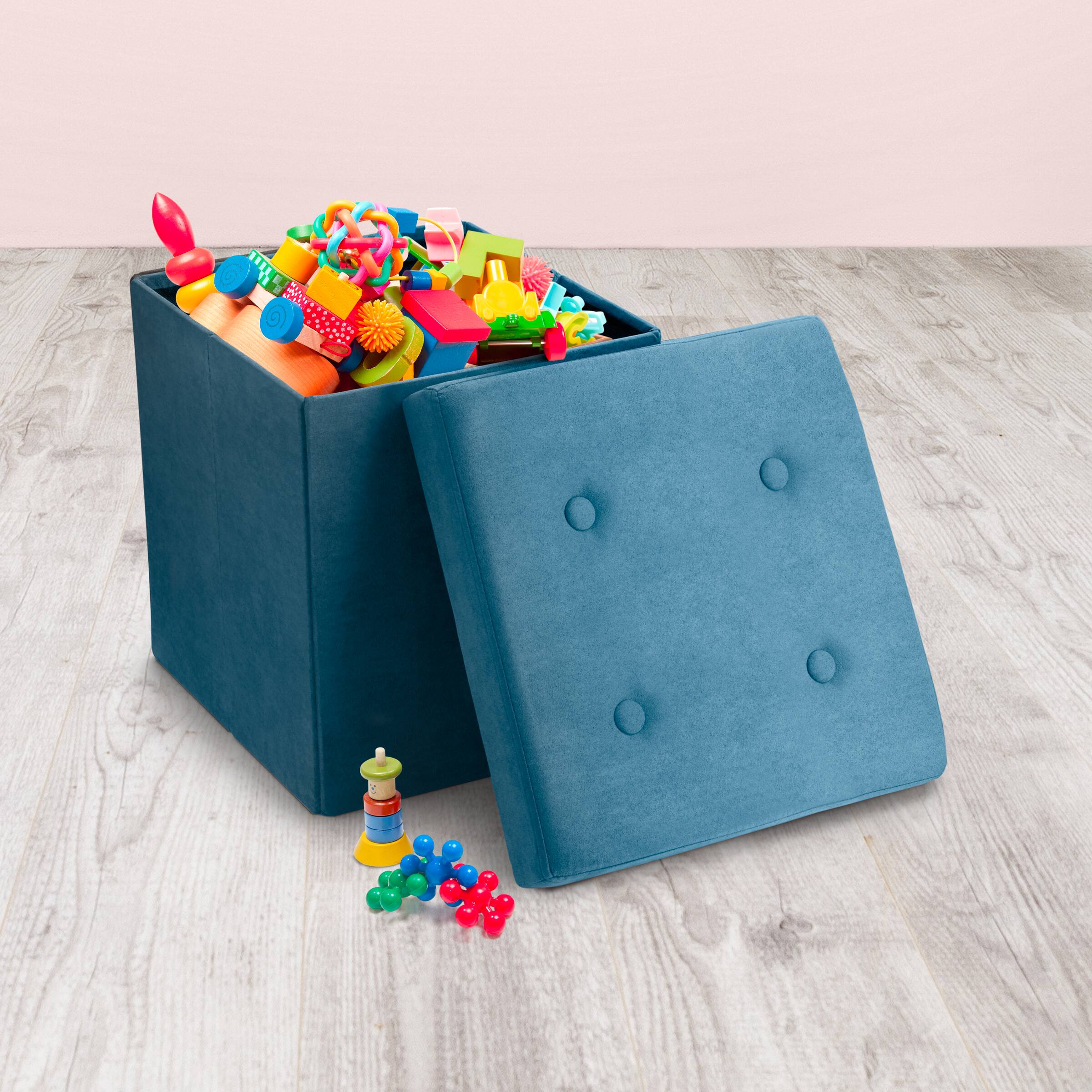 Angle. Sorbus - Sorbus Storage Ottoman Bench – Collapsible/Folding Bench Chest with Cover Perfect Shoe Chest, Hope Chest, Pouffe Ottoman - Teal.