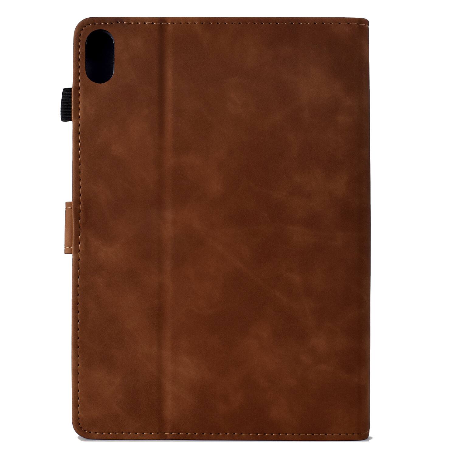Back. Dteck - Shockproof Folio Case for Apple iPad (10th Generation) 10.9" 2022 with Smart Sleep Wake, PU Leather Stand Wallet Cover - Brown.