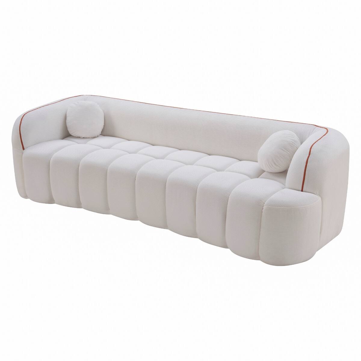 Alt View 8. Ropilly - Ropilly 3 Seater Corduroy Sofa No Assembly Couch Deep Seat Living Room Sofa White - White.