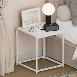 Furinno - CAMNUS Night Stand, Metal Frame Nightstand, Toolless Side Table, End Table, Bedside Table - Solid White/White