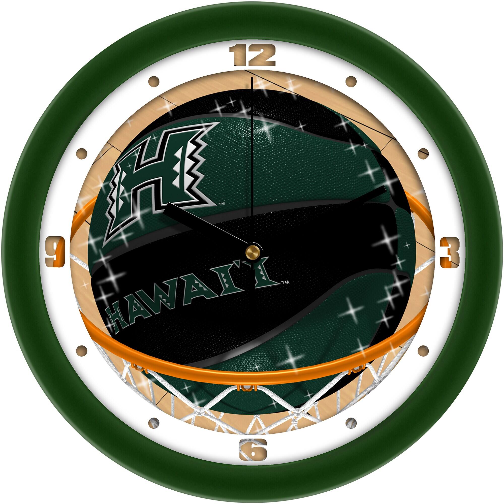 Front. MpDirect - Hawaii Warriors 11.5" Suntime Slam Dunk Wall Clock - Multicolor.
