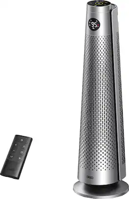 Dreo - 30" Space Heater for Large Rooms, 120° Oscillation, Adjustable Thermostat, 5 Heat & 3 Fan levels, Solaris 818 - Silver