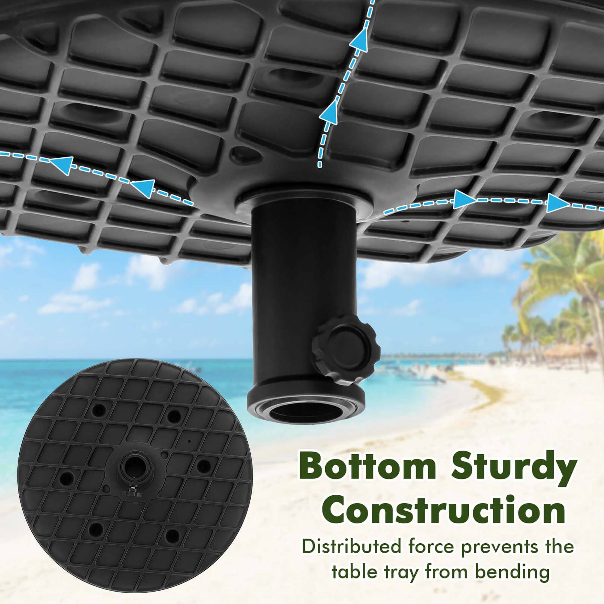 Bottom Sturdy Construction: Distributed force prevents the table tray from bending.