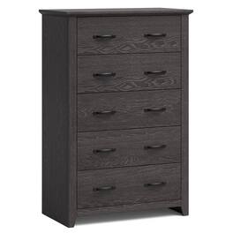 Costway - 5 Drawer Chest Storage Dresser Tall Cabinet Organizer Bedroom Hallway - Dark Gray