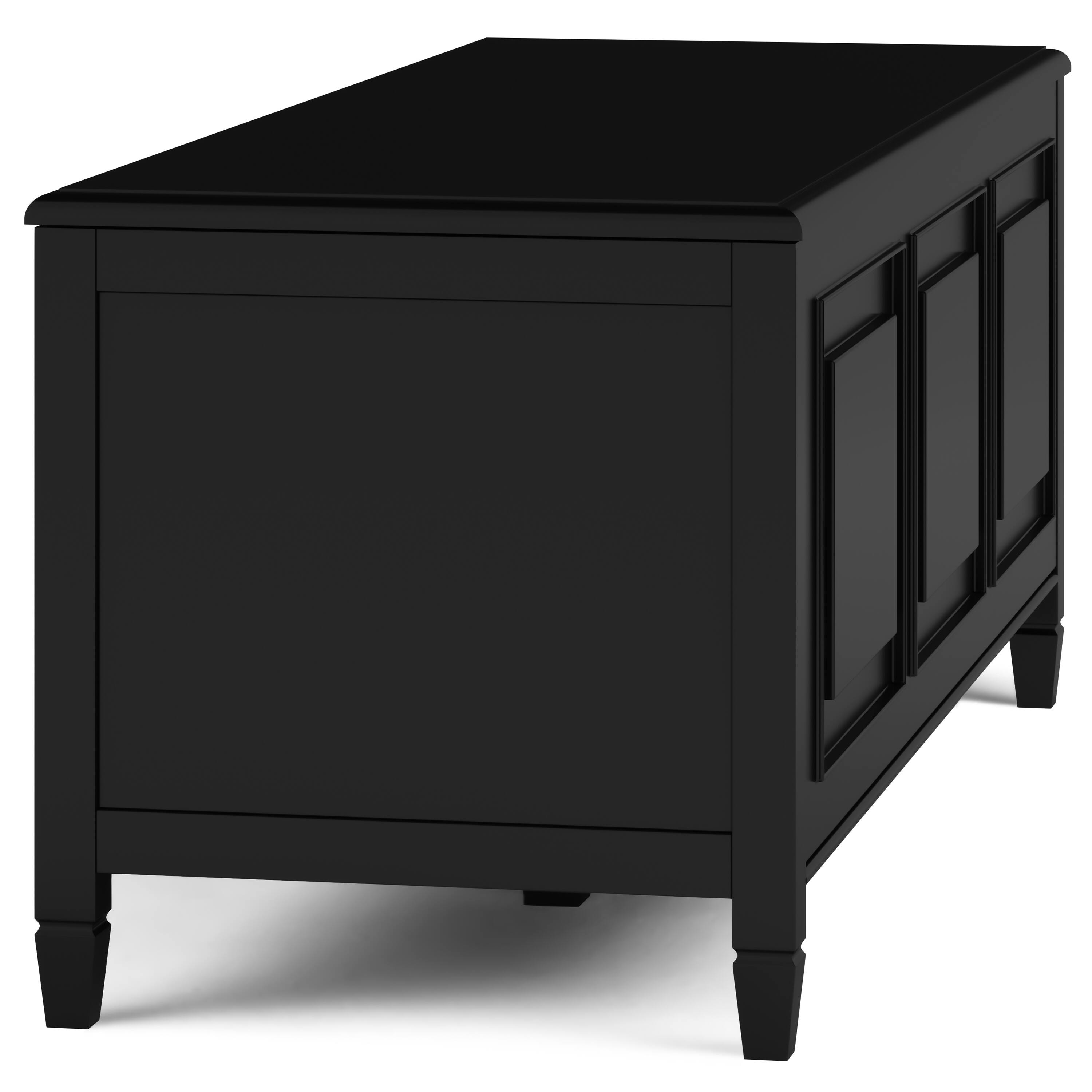 Alt View 3. Simpli Home - Connaught 51 inch Wide Solid Wood Traditional Storage Bench Trunk in Black - Black.