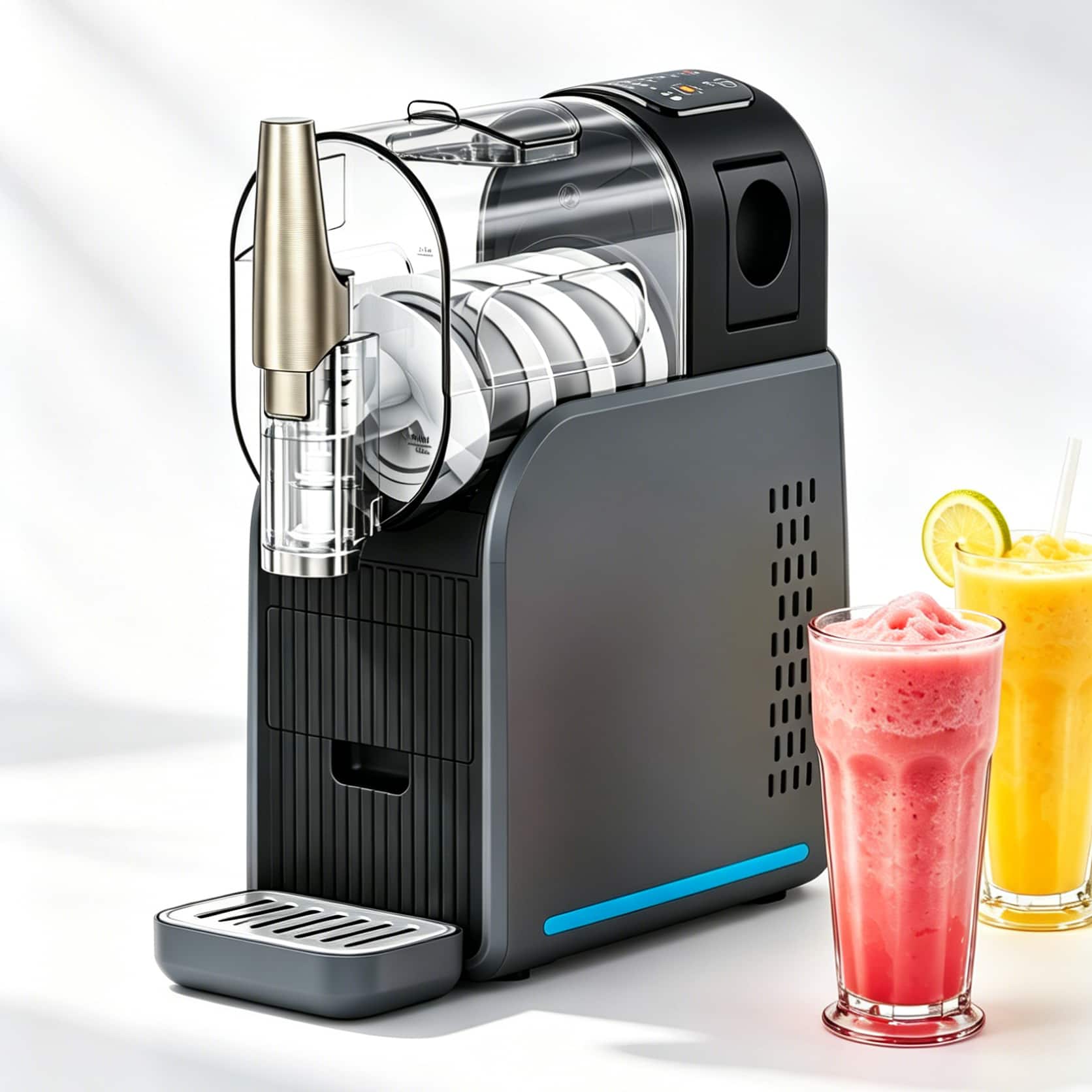 COWIN - Frozen Drink Maker - Slushie Machine with 5 Presets Custom Option Easy-Dispensing Lever - Gray