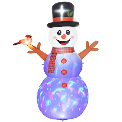 Front. Outsunny - 7.9' Christmas Inflatables Snowman with Branch Hands, Blow-Up Christmas Decorations with Colorful LED for Garden Party - White.
