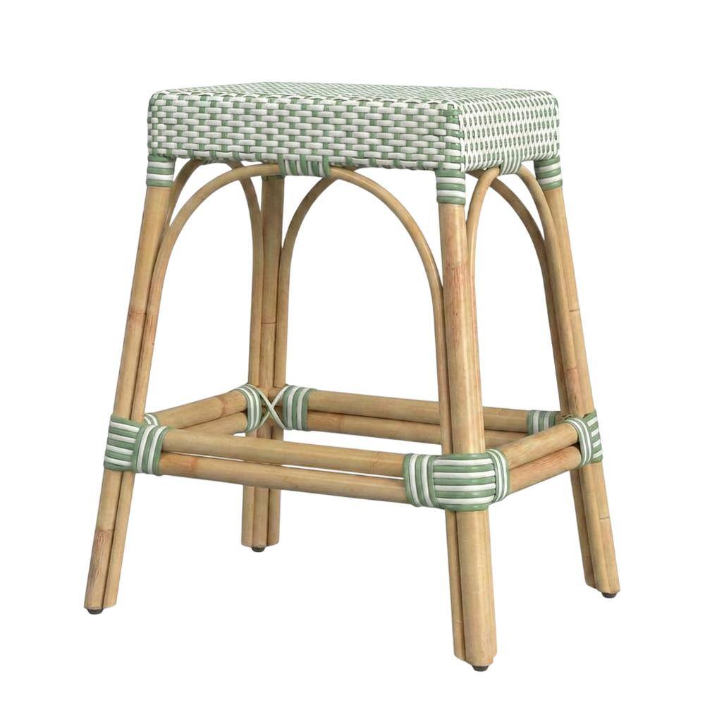 "Butler Specialty - Robias Rectangular Rattan 24.5"" Counter Stool - White And Green Dot" price history on PriceWatchPro