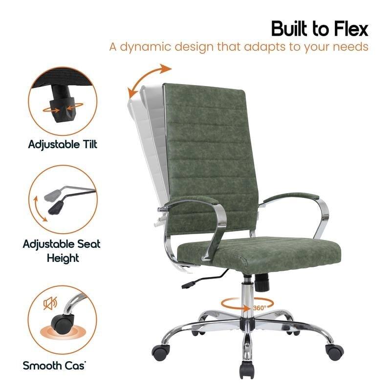 Built to Flex  
A dynamic design that adapts to your needs  

Adjustable Tilt  
Adjustable Seat Height  
Smooth Casters  
360°