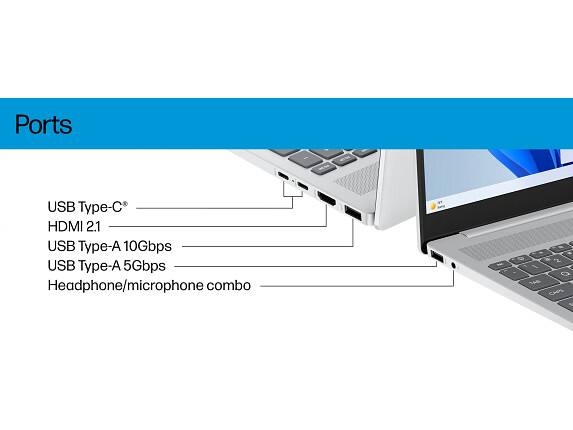 Ports  
- USB Type-C*  
- HDMI 2.1  
- USB Type-A 10Gbps  
- USB Type-A 5Gbps  
- Headphone/microphone combo