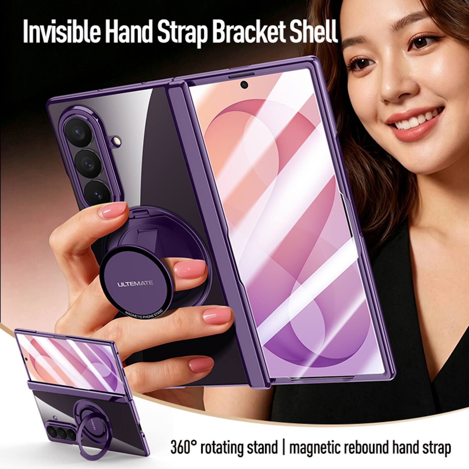Invisible Hand Strap Bracket Shell ULTIMATE MACCO SNAIGPAT FCHE STAND 360 rotating stand | magnetic rebound hand strap