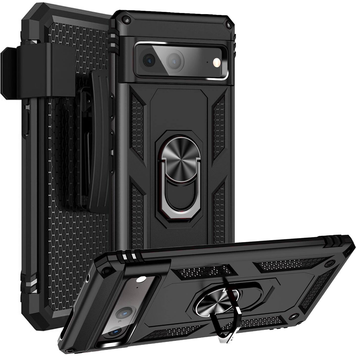 Alt View 12. SaharaCase - Military Kickstand Series with Belt Clip Case for Google Pixel 7 - Black.