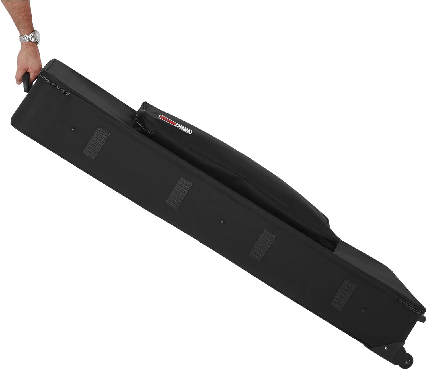 Back. Gator - Semi-Rigid 76-Key Keyboard Case, Durable 600D Nylon Exterior, Polyethylene-Reinforced Frame & Soft Foam Tricot Interior - Black.