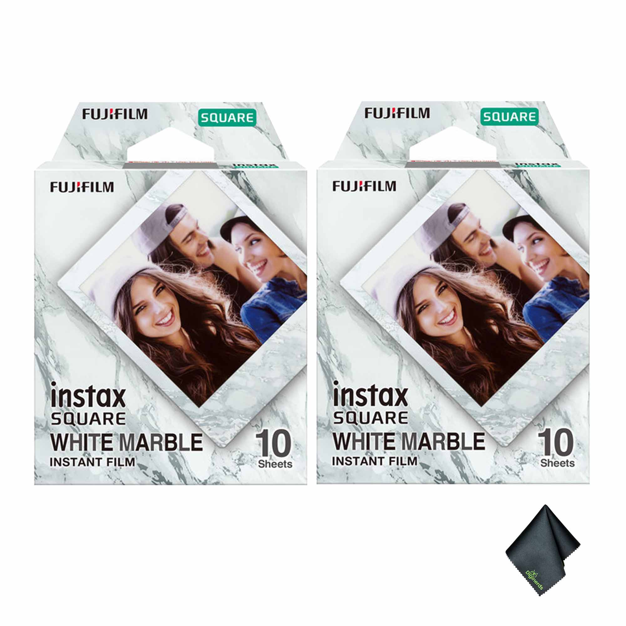 Fujifilm - 2xFUJIFILM INSTAX SQUARE White Marble Instant Film (10 Exposures), Microfiber Cleaning Cloth, Bundle price history on PriceWatchPro