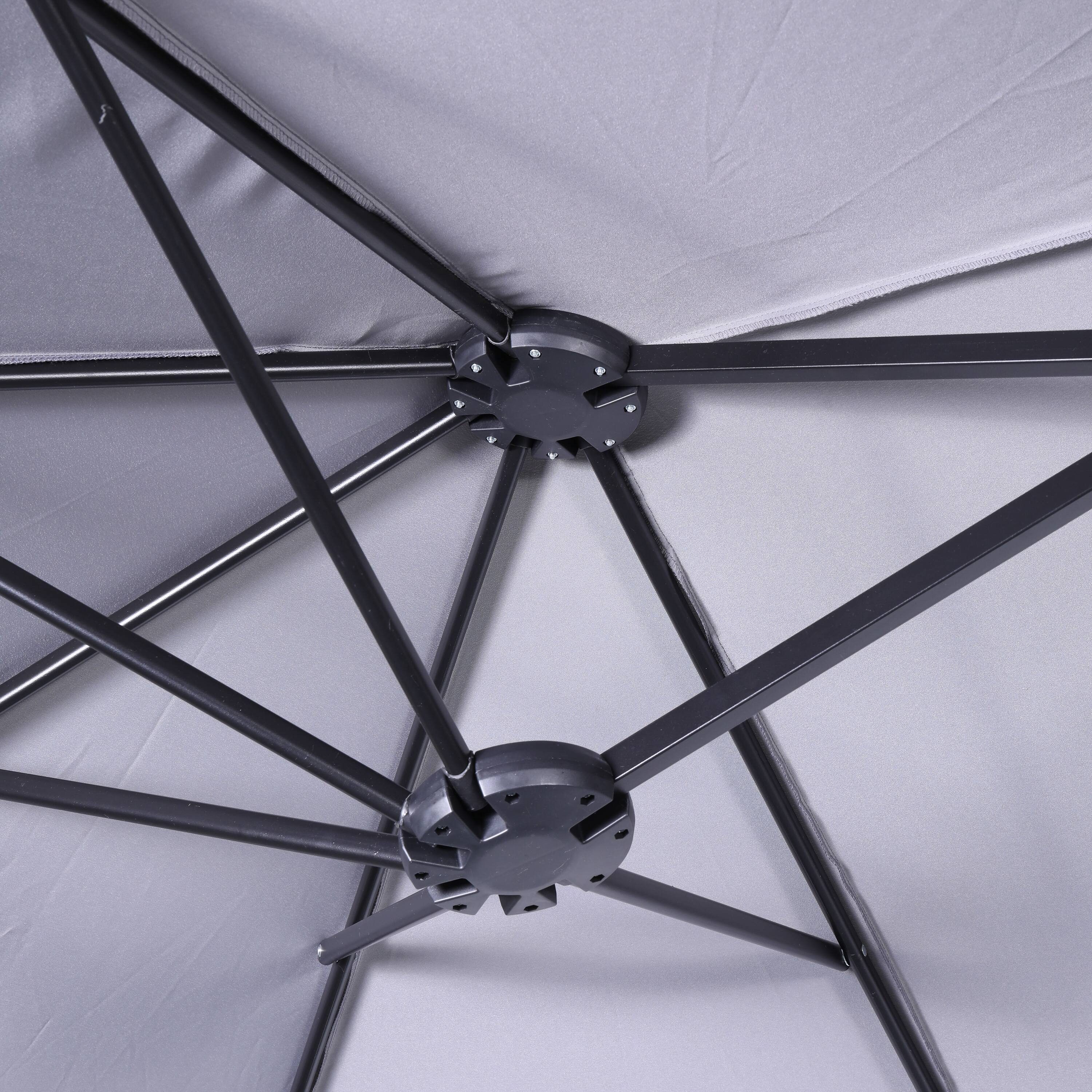 Alt View 7. Emma + Oliver - Ewing 15 FT Weather and Water-Resistant Triple Head Patio Umbrella with Crank Handle and Easy Tilt - Gray.