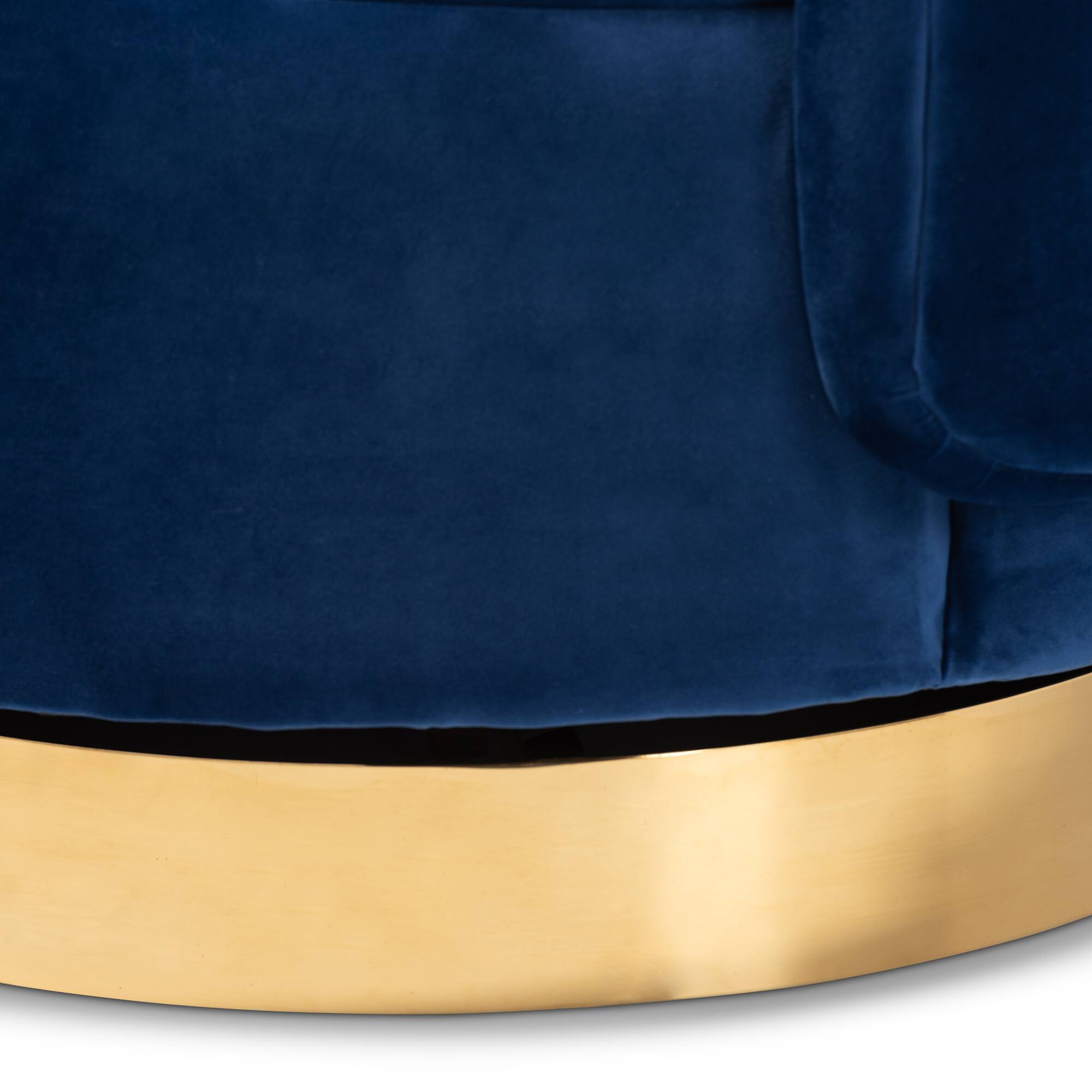 Alt View 1. Baxton Studio - Saffi Glam and Luxe Velvet Fabric Upholstered Gold Finished Swivel Accent Chair - Royal Blue/Gold.