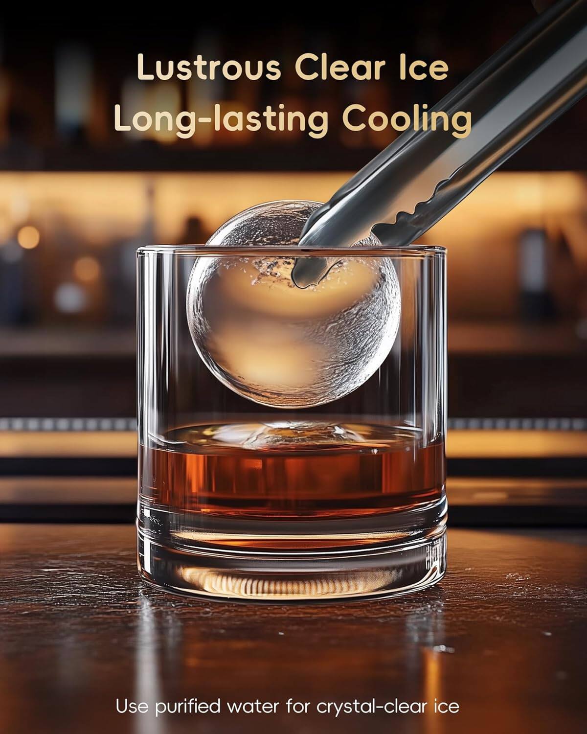 Lustrous Clear Ice Long-lasting Cooling

Use purified water for crystal-clear ice