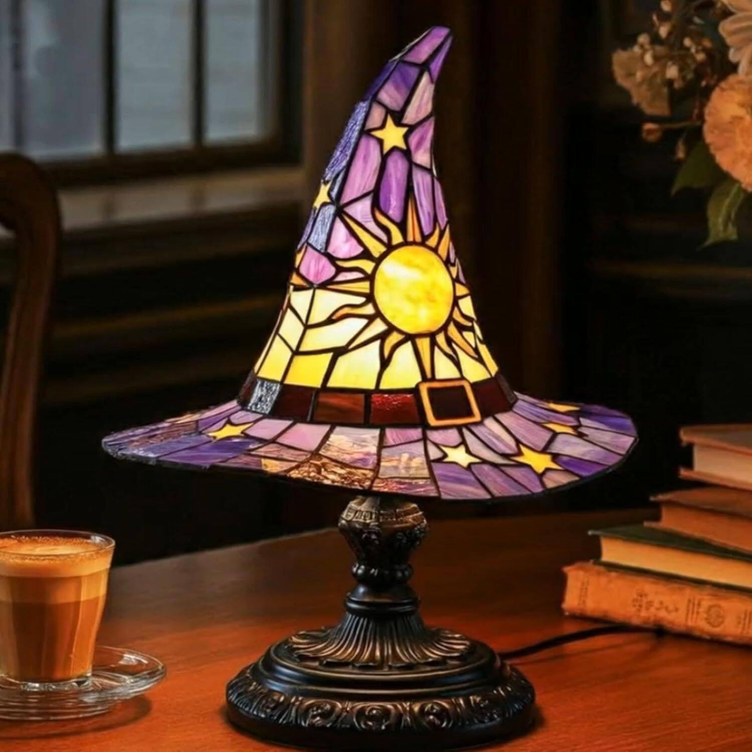 Front. YONWAY - Witch Hat Night Light, USB Plug Led Decoration Light, Wizard Hat Shape Night Light Ornament for Bedroom, Living Room.