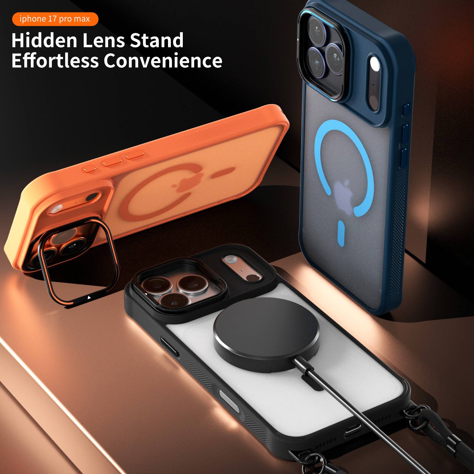 iphone 17 pro max  
Hidden Lens Stand  
Effortless Convenience