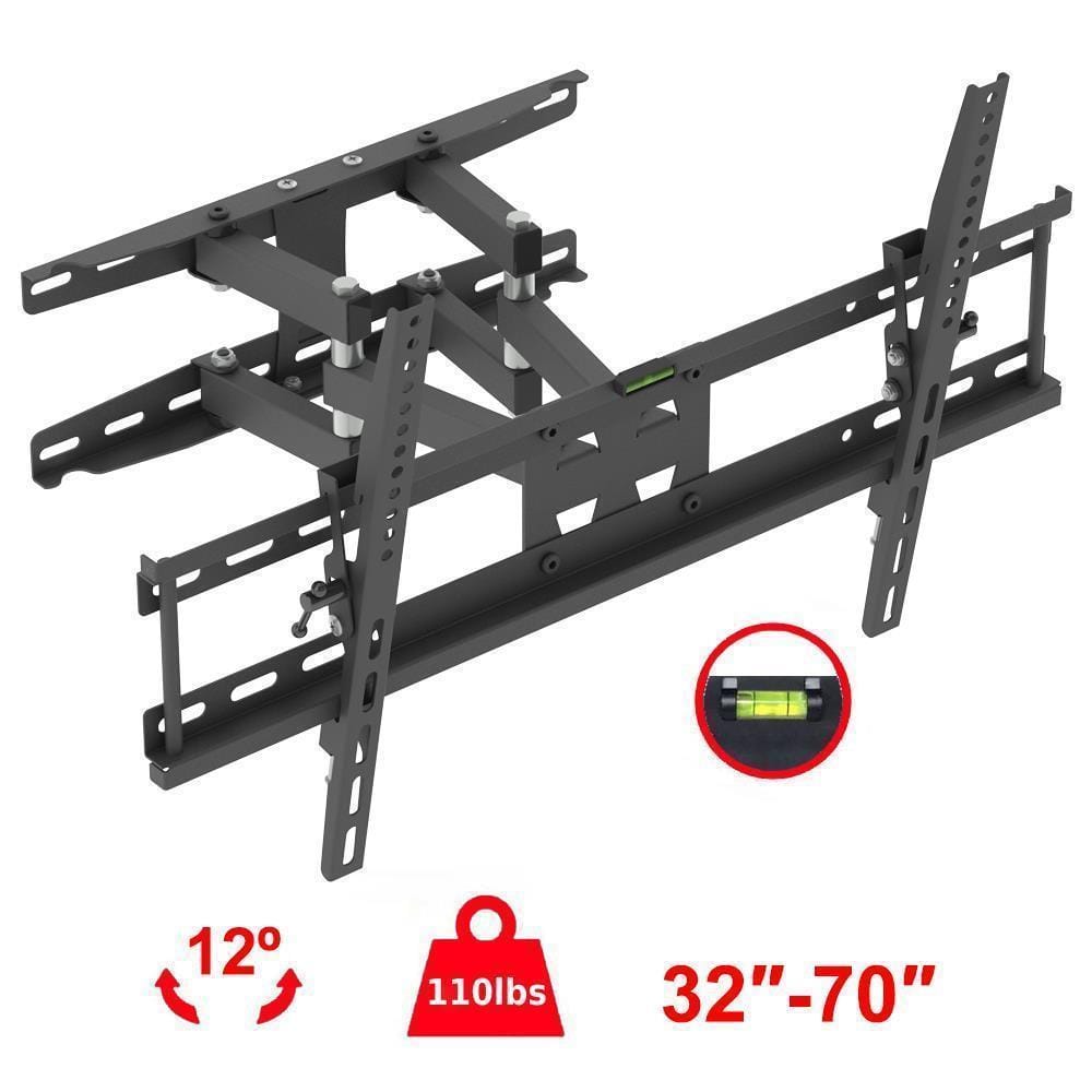 Winado - 32"-70" 110Lbs VESA600*400 Full Motion TV Wall Mount Tilt Range 0-15° Articulating Full Motion TV Wall Mount Bracket - Black