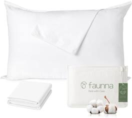 FAUNNA - 4 Pack (King)- 100% Cotton Pillow Protectors, Bed Bug Proof, - Premium Breathable Zippered Protectors - White
