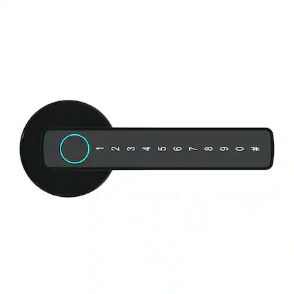 Front. Cluzine - Black Smart Fingerprint Door Lock,Password,Key Unlock,For Bedroom,Office,Indoor Wooden Door.