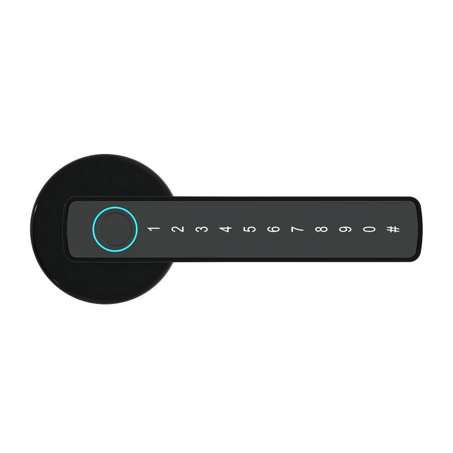 Front. Cluzine - Black Smart Fingerprint Door Lock,Password,Key Unlock,For Bedroom,Office,Indoor Wooden Door.