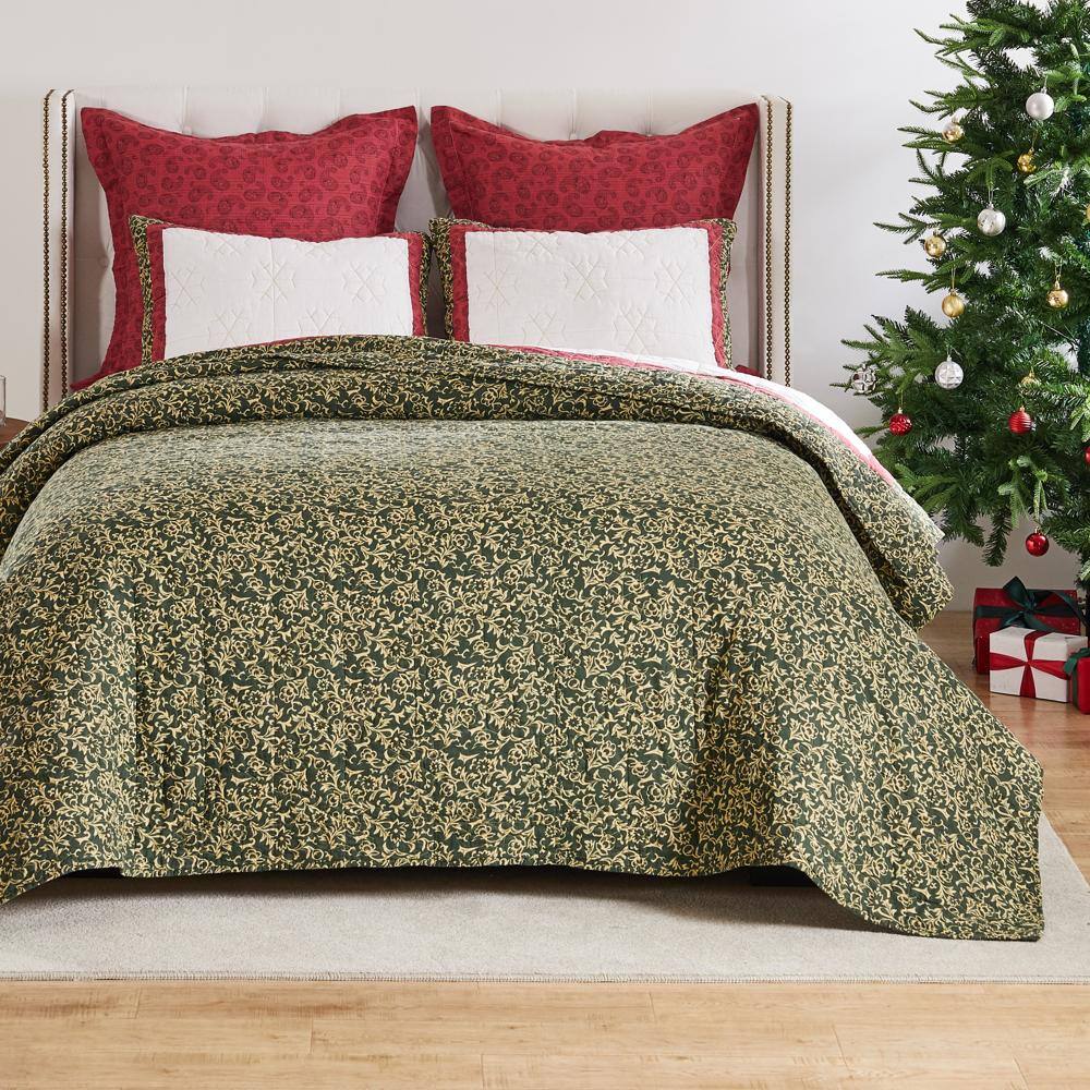 Alt View 4. Greenland Home Fashions - Greenland Home Fashions Christmas Tree Heirloom Patchwork and Applique Snowflake Quilt Set 2-Piece Twin/XL Holiday - Holiday.