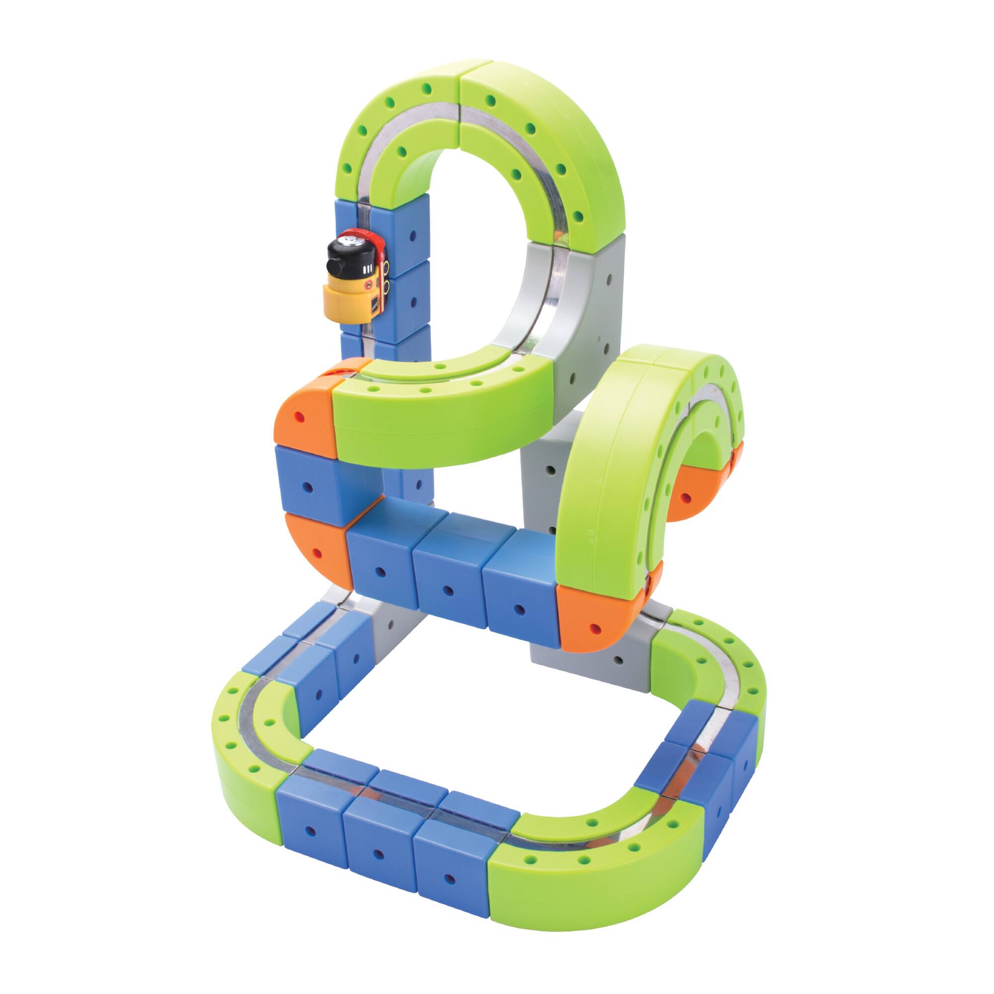 Alt View 1. Contixo - MT4 Magnetic Track 91-Piece 3D Building Set with Rechargeable Motorized Race Car, Ages 3+.