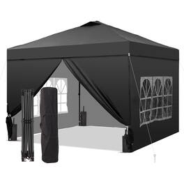 Ainfox - 10x10 Pop Up Canopy with Sidewalls Adjustable Outdoor Instant Canopy Tent with Carry Bag - Black