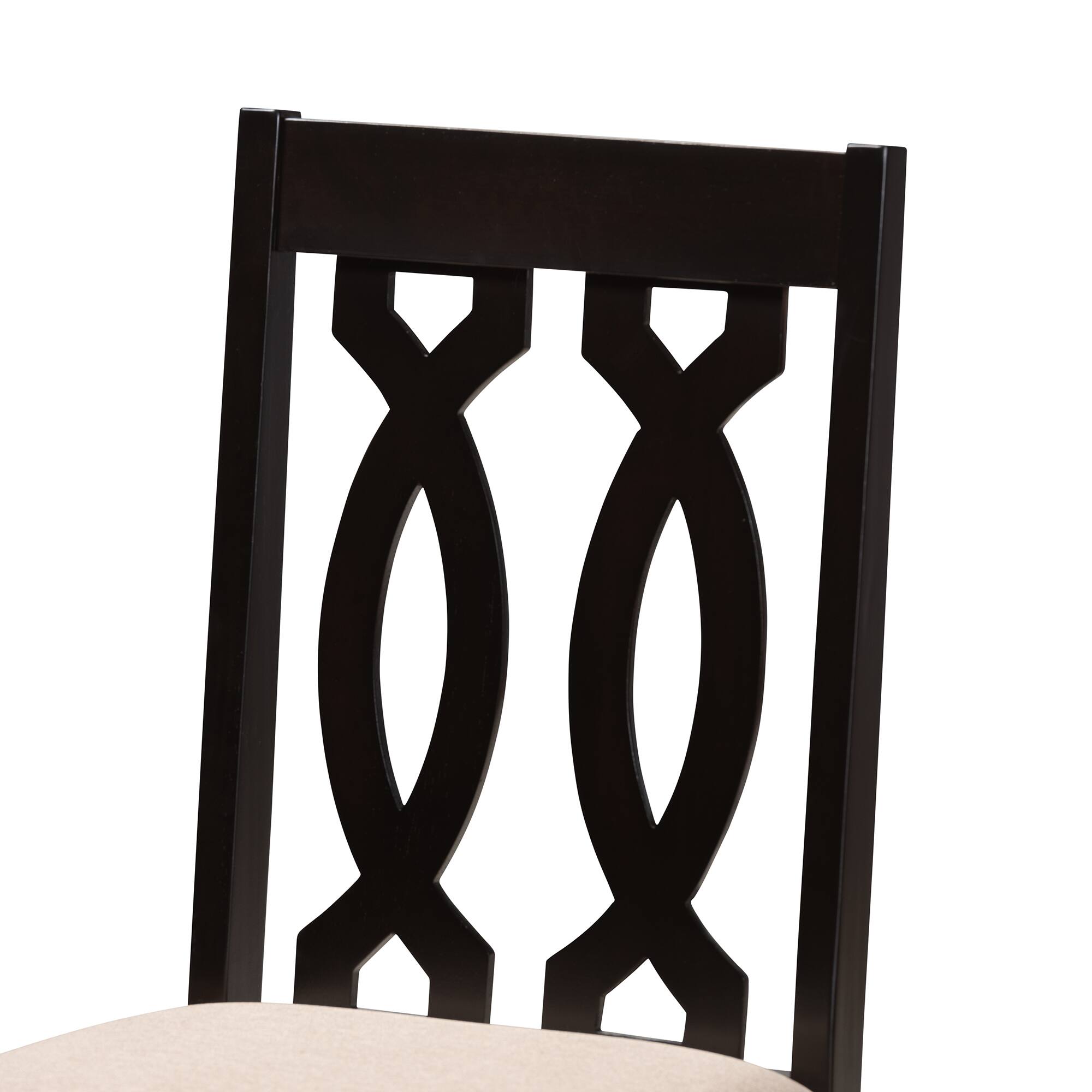 Left. Baxton Studio - Cherese Modern and Contemporary Fabric Upholstered Espresso Finished Wood Dining Chair - Sand/Espresso.